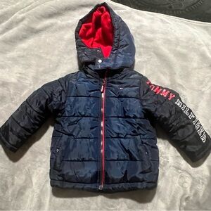 Tommy Hilfiger Navy Puffer Jacket with Red Lining